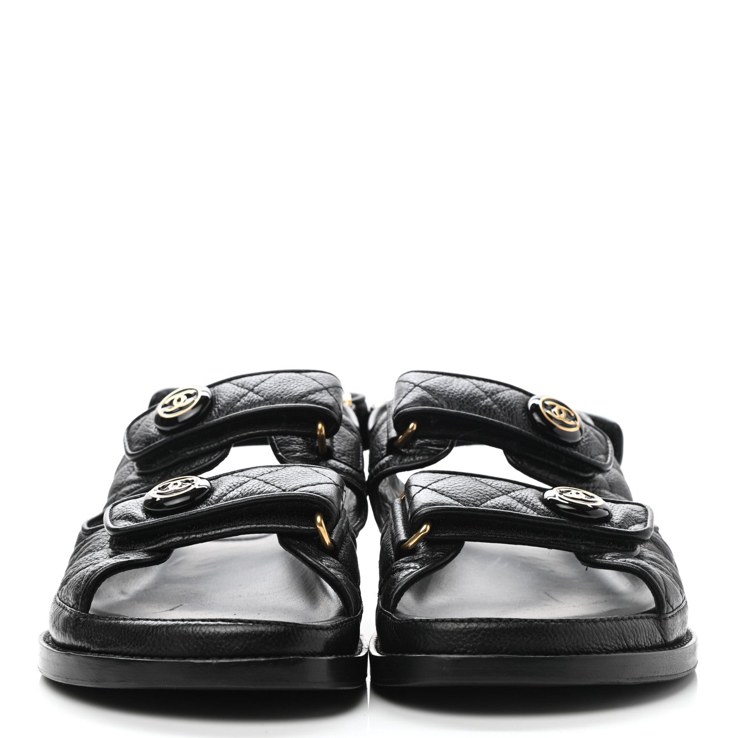 Chanel Grained Calfskin Velcro Dad Sandals 38 Black 2 of 10