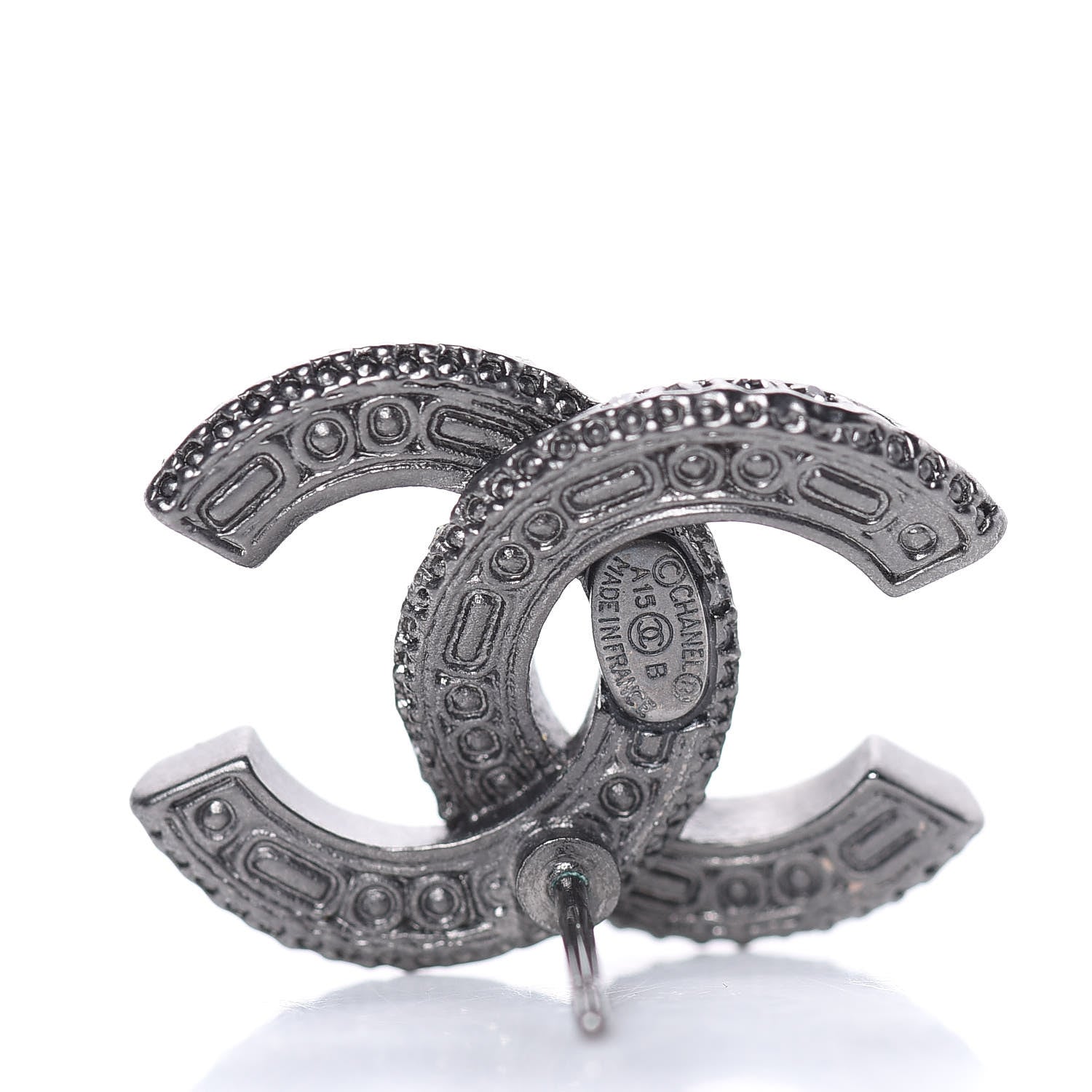 Chanel Ruthenium Crystal CC Earrings Black 3 of 6