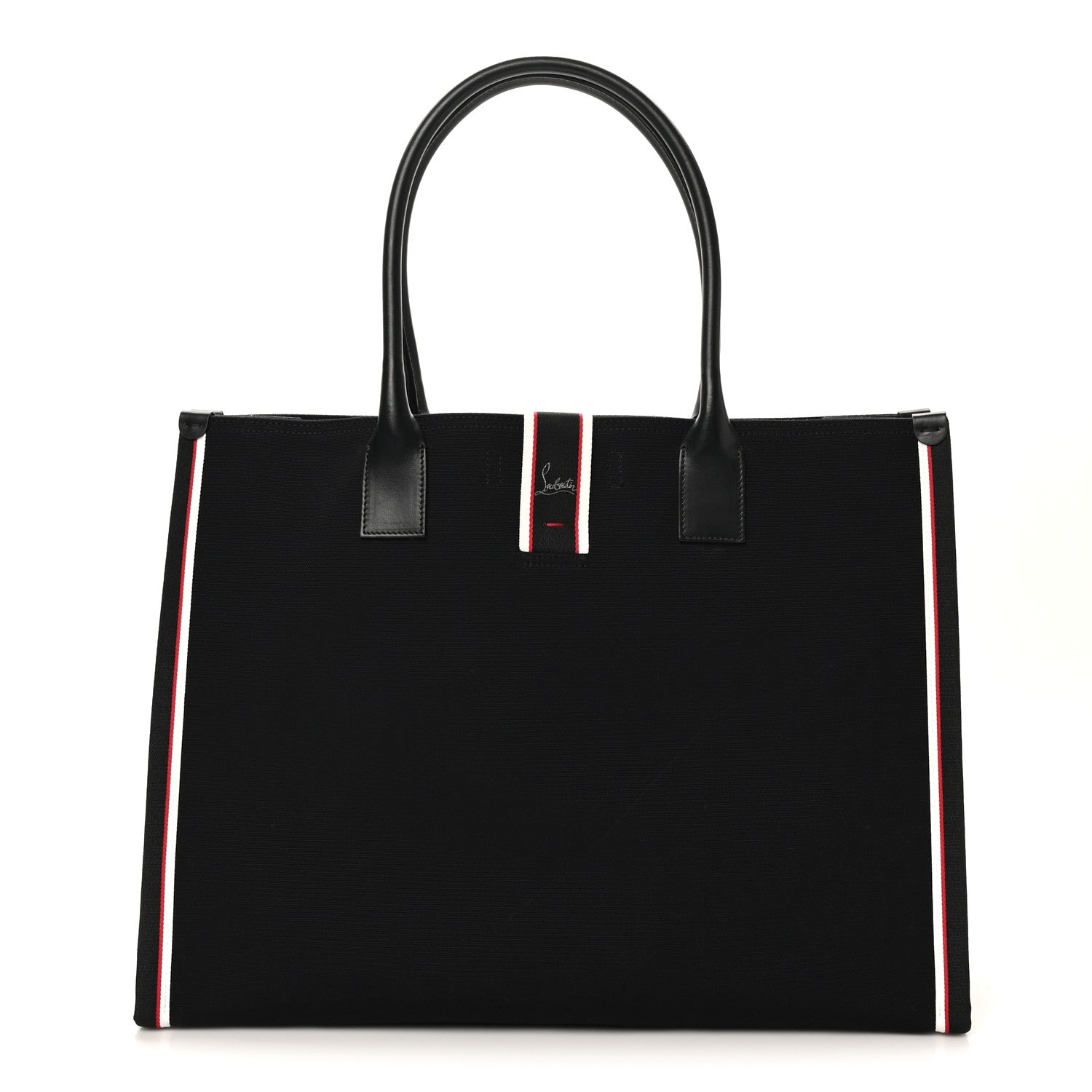 Christian Louboutin Linen Calfskin Extra Large Nastroloubi F.A.V.L. Tote Black 1 of 9