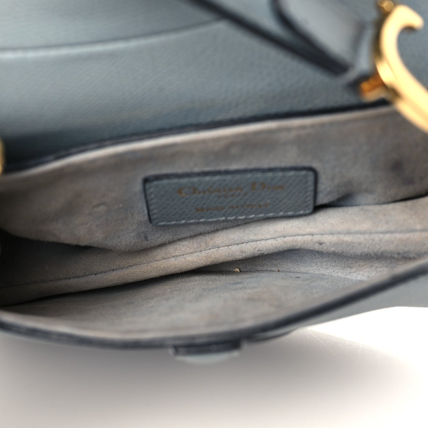 Grained Calfskin Mini Saddle Bag Sky Blue