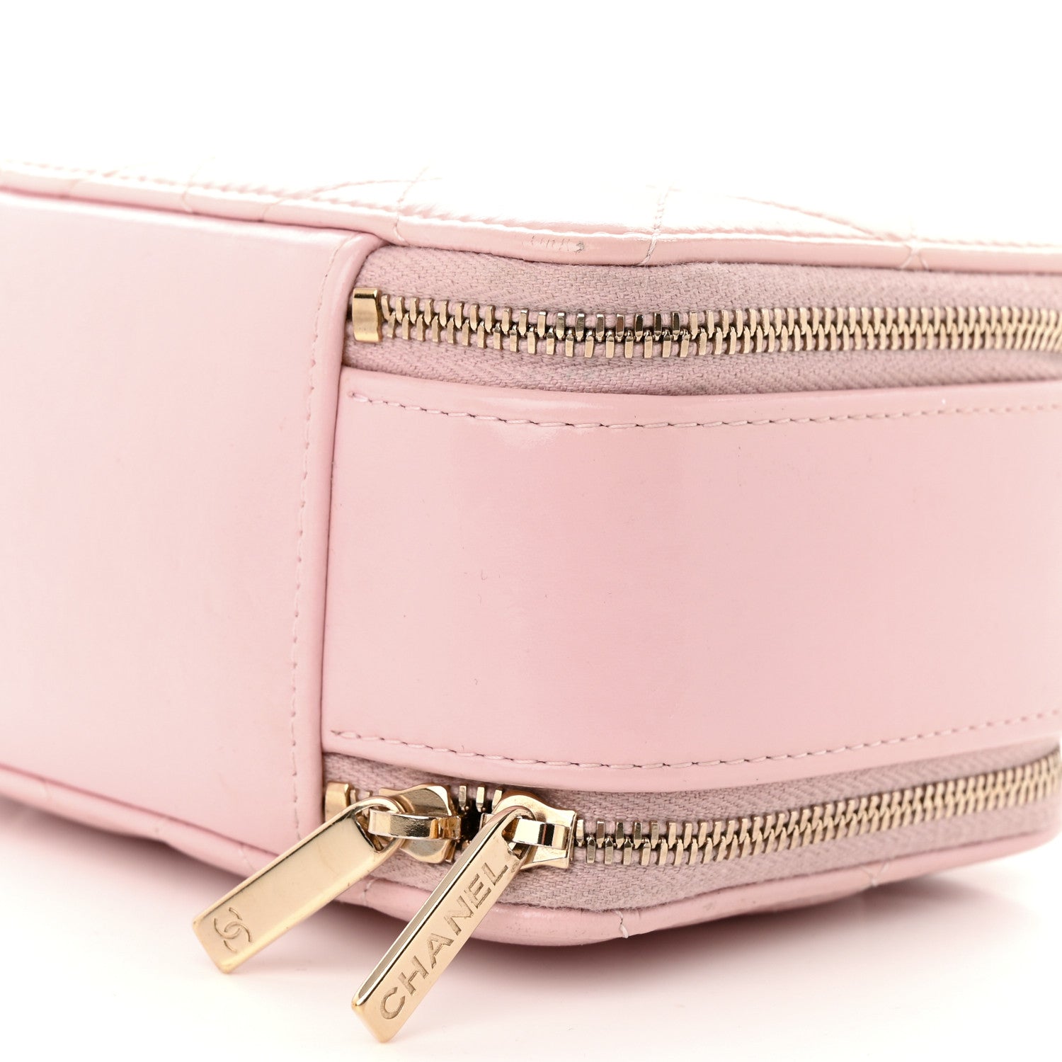 Chanel Glazed Calfskin Quilted Small Top Handle Vanity Case Light Pink 11 of 17