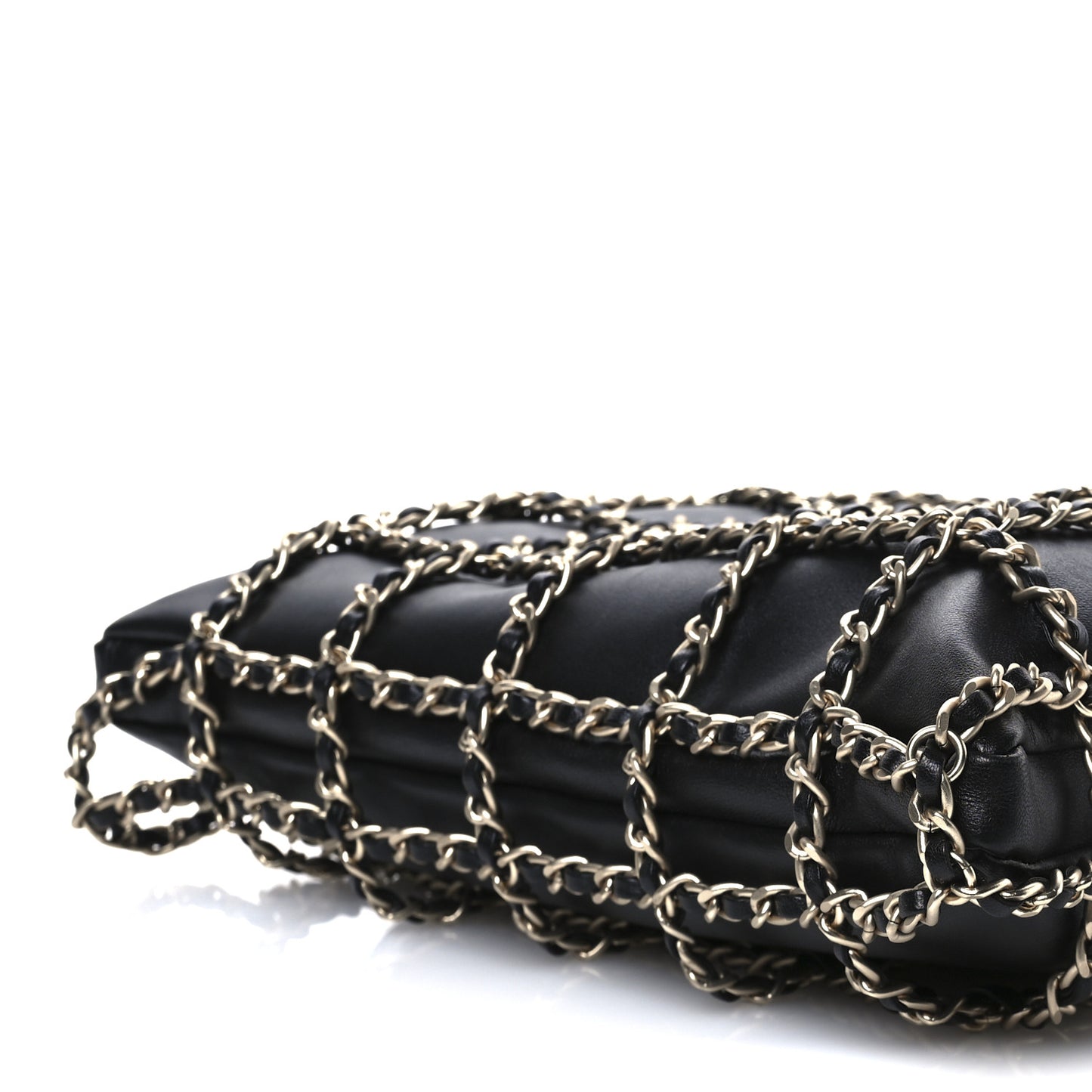 Lambskin Large Shopping Chain Tote Black