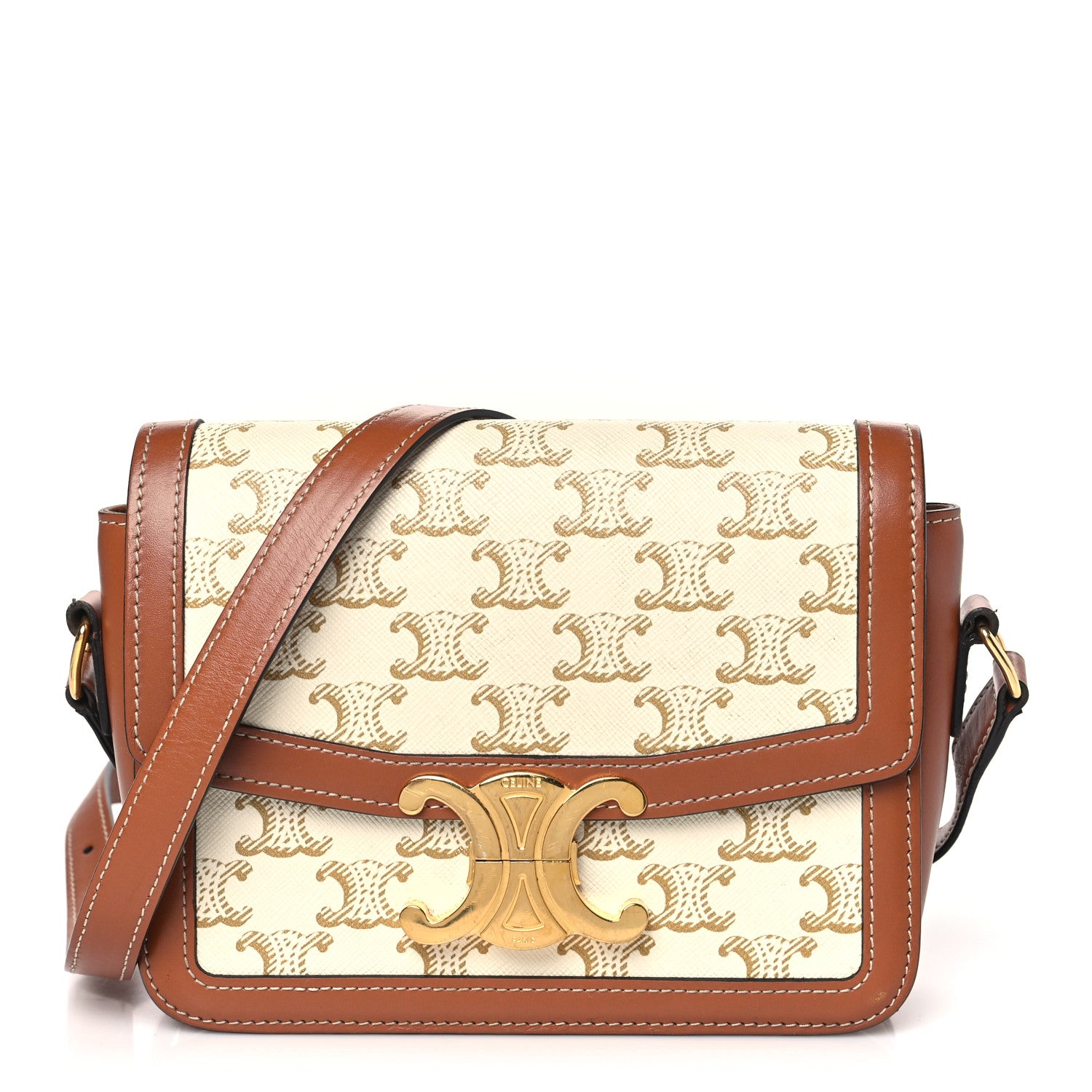 Celine Calfskin Triomphe Canvas Teen Triomphe Bag White 1 of 11