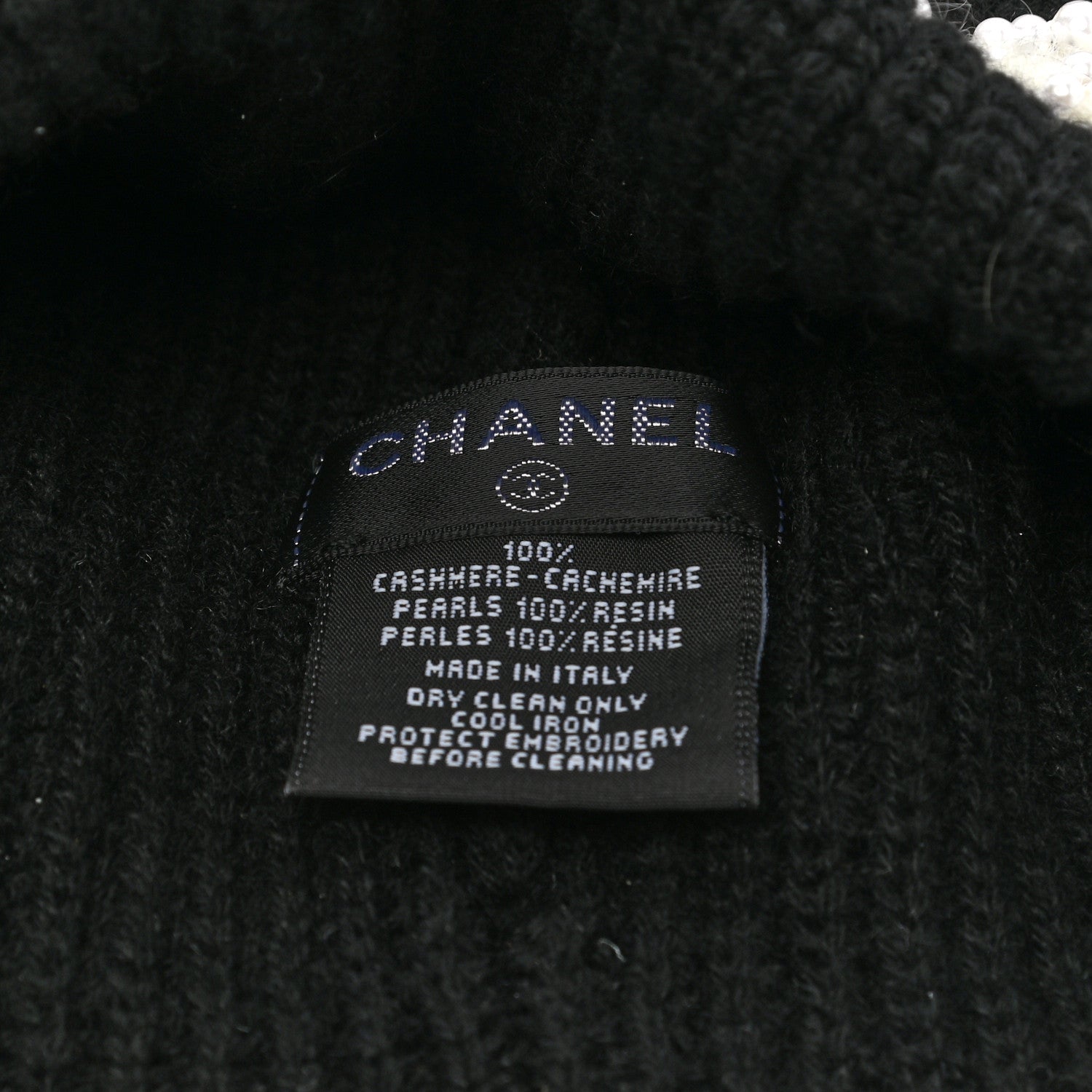 Chanel Cashmere Logo Beanie Hat Black White 4 of 4