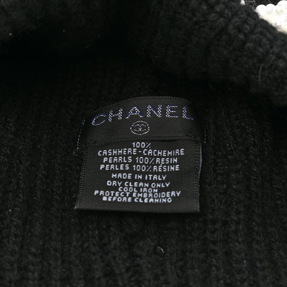 Chanel Cashmere Logo Beanie Hat Black White 4 of 4