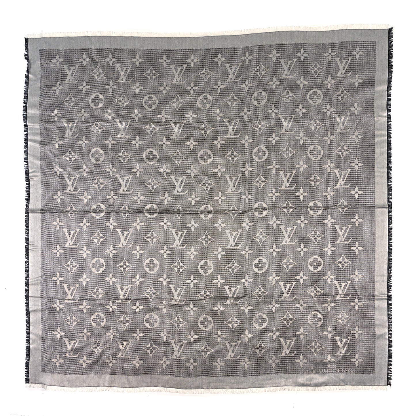Silk Wool Beyond Monogram Shawl Silver