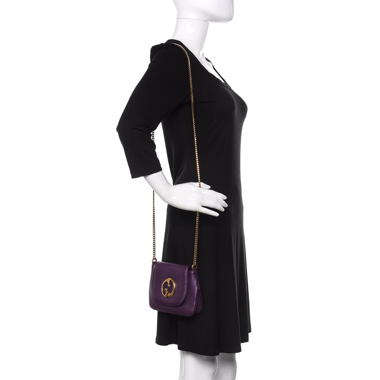 Metallic Pebbled Calfskin Small 1973 Chain Shoulder Bag Purple