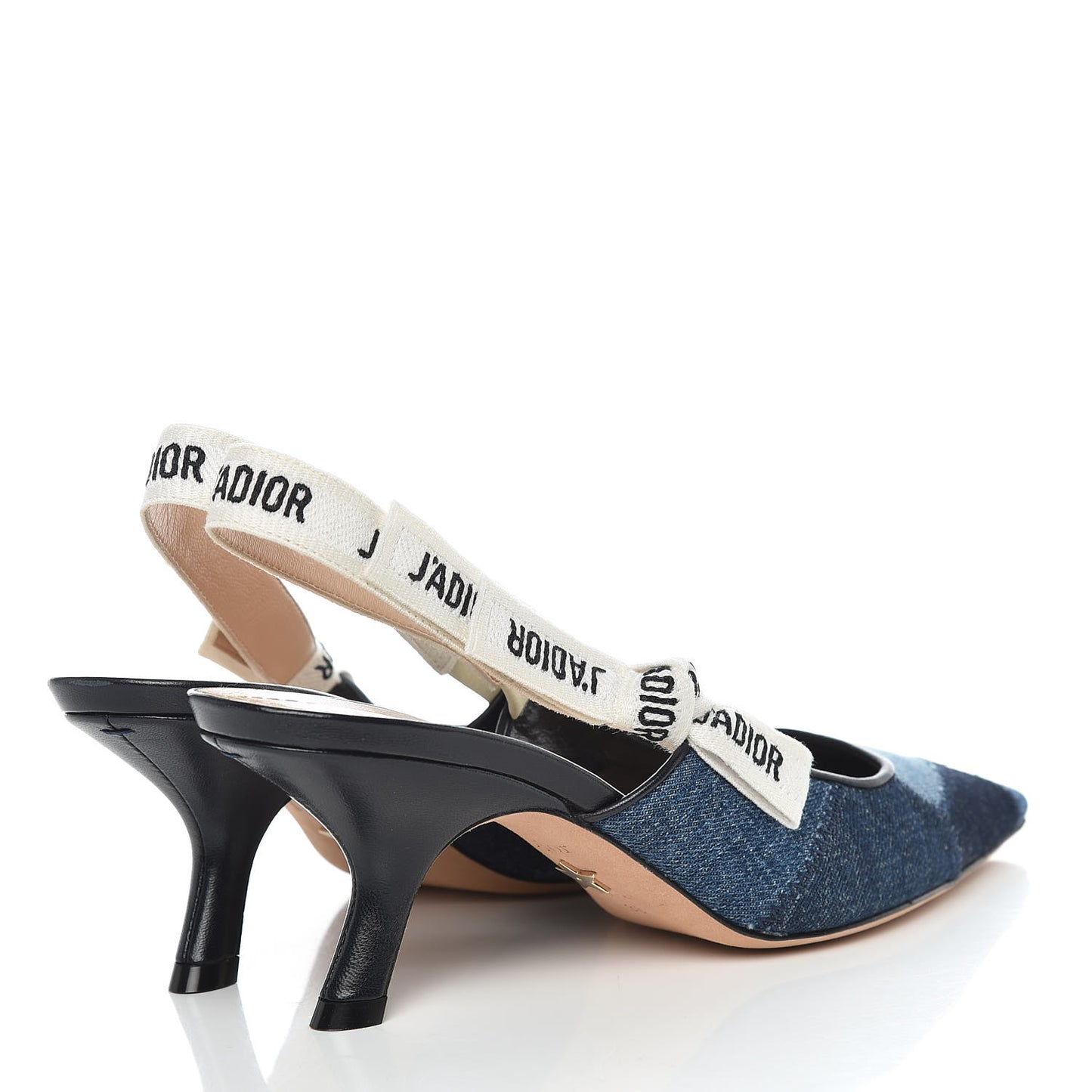 Denim Ribbon Patchwork J'Adior Slingback 65mm Pumps 38 Deep Blue