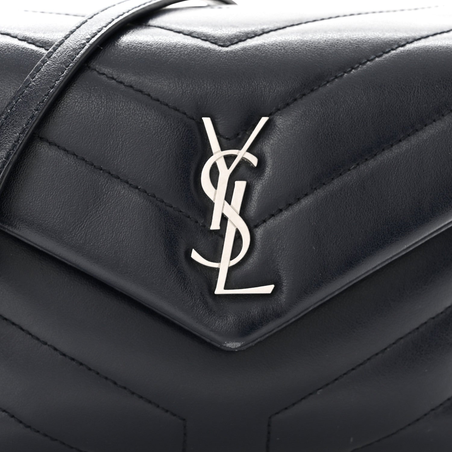 Saint Laurent Calfskin Y Quilted Monogram Toy Loulou Crossbody Bag Medium Blue 9 of 11
