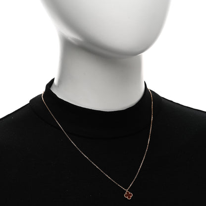 Van Cleef & Arpels 18K Rose Gold Carnelian Sweet Alhambra Pendant Necklace 2 of 5
