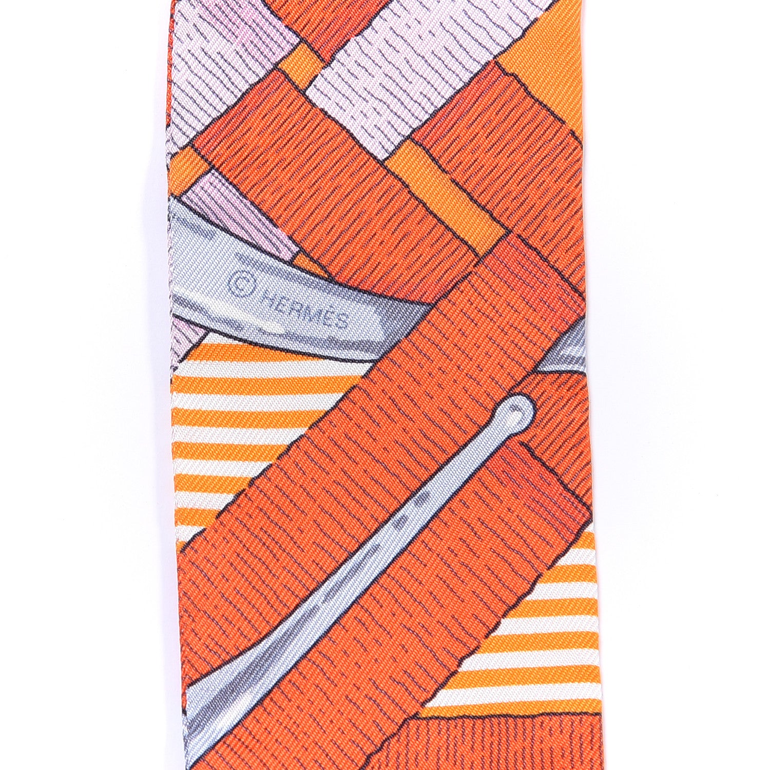 Hermes Silk Mors a Jouets Chemise Twilly Orange Rose White 4 of 4
