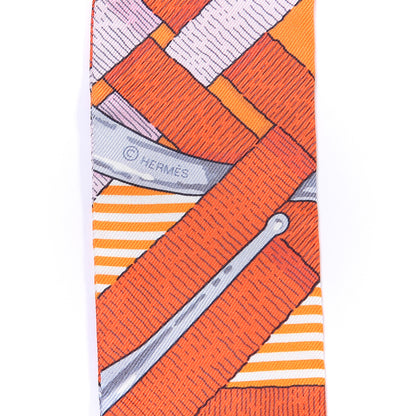 Hermes Silk Mors a Jouets Chemise Twilly Orange Rose White 4 of 4