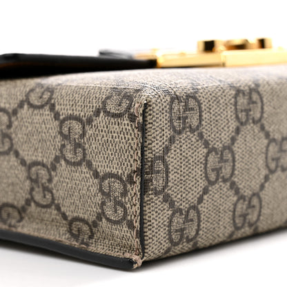 Gucci GG Supreme Monogram Calfskin Mini Padlock Top Handle Shoulder Bag Beige Black Cuir 9 of 12
