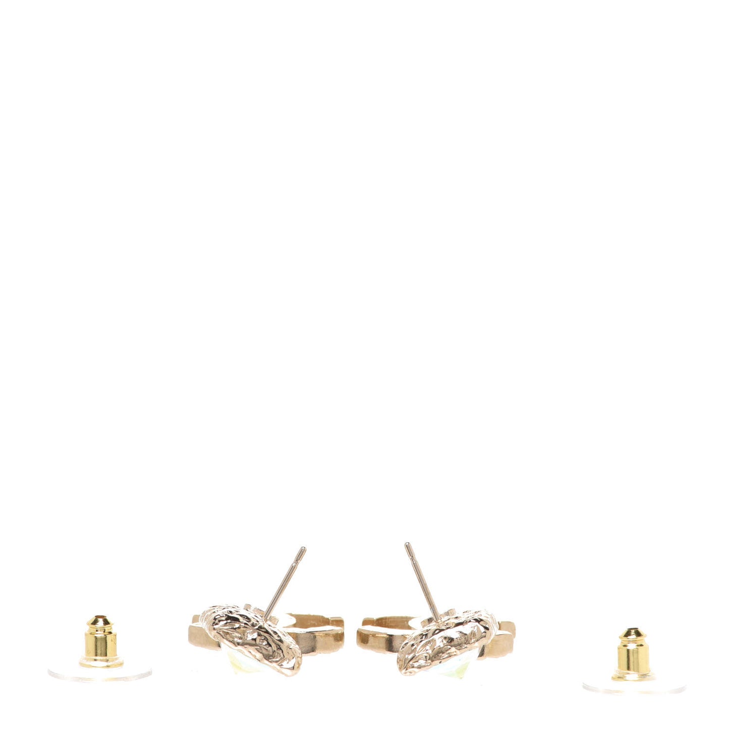 Iridescent Baguette Crystal CC Drop Earrings Gold