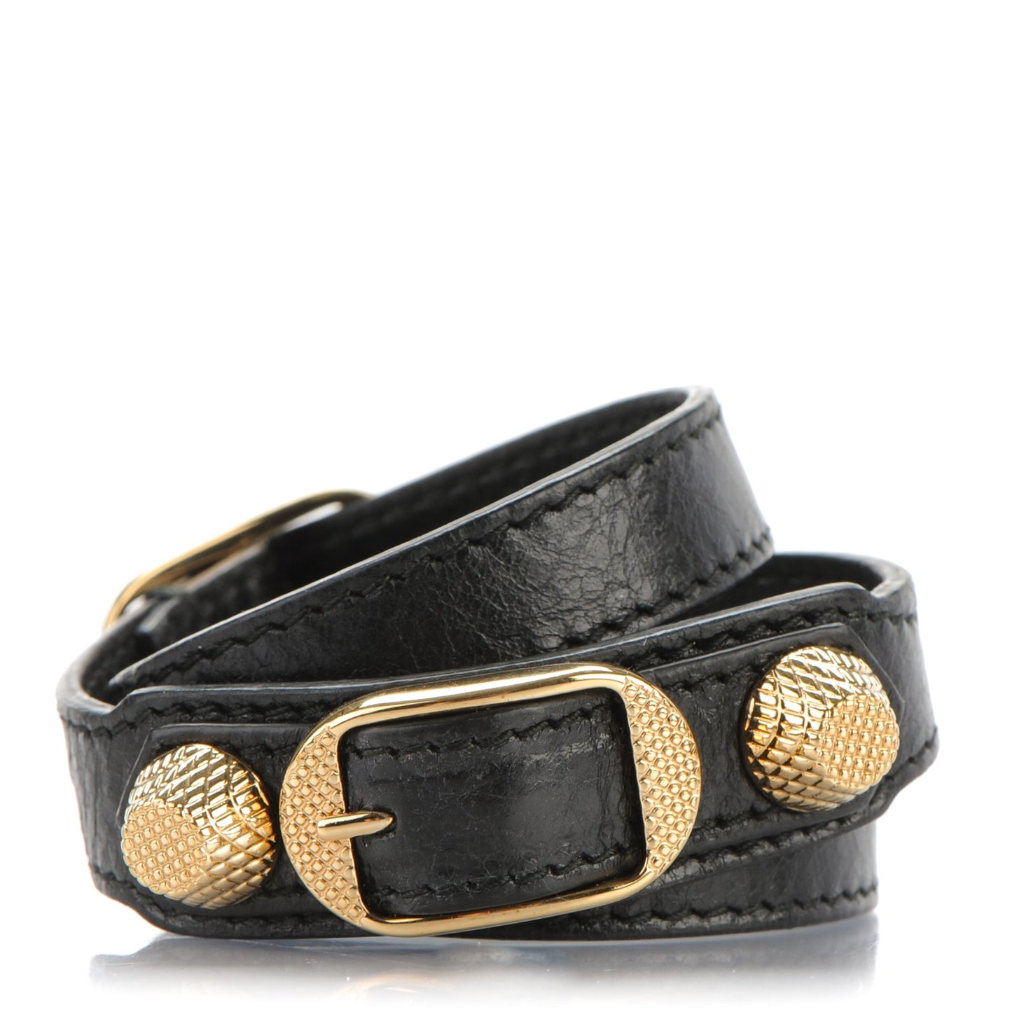 Agneau Giant 12 Gold Hardware Triple Tour Bracelet S Black