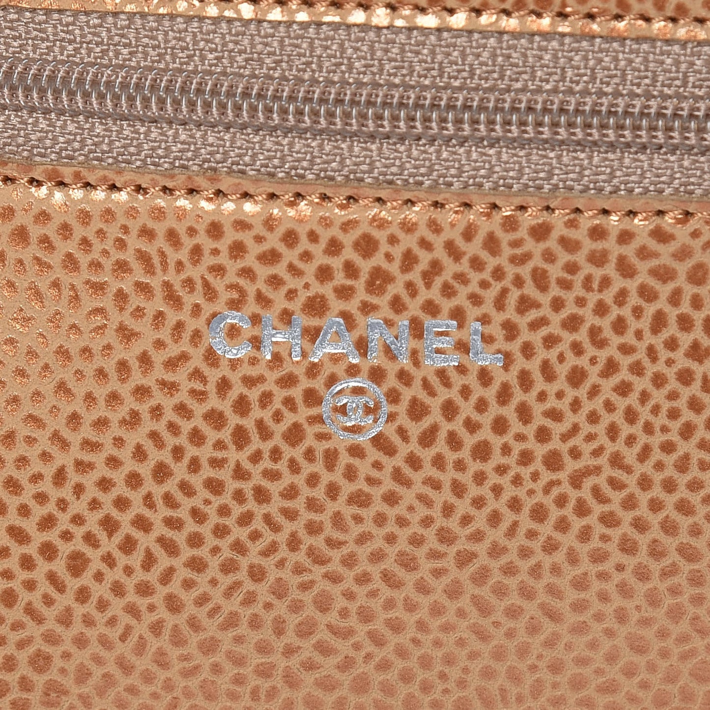 Metallic Caviar Quilted Wallet On Chain WOC Copper