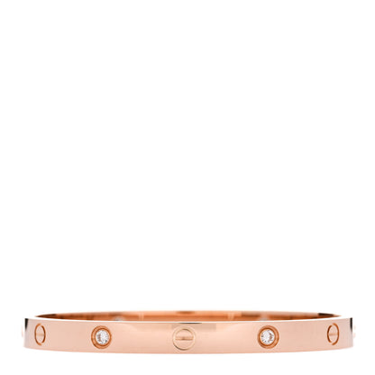 Cartier 18K Pink Gold 4 Diamond LOVE Bracelet 19 2 of 8