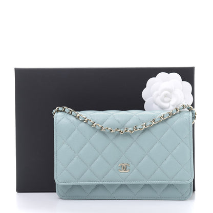 Chanel Caviar Quilted Wallet On Chain WOC Light Blue 14 of 14
