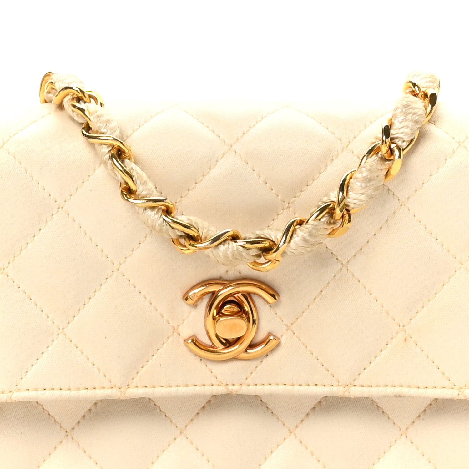 Chanel Satin Quilted Mini Flap White 8 of 11