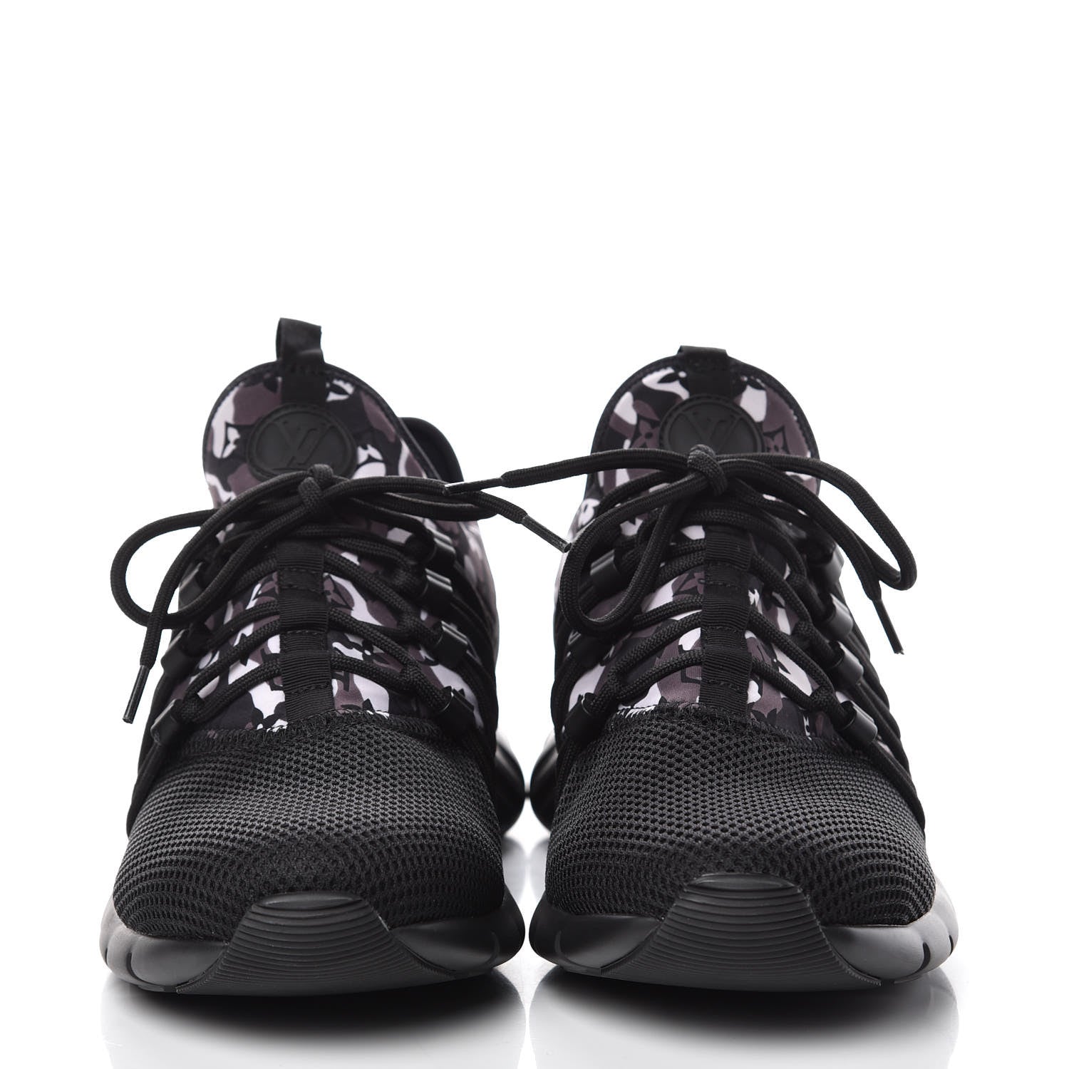 Louis Vuitton Neoprene Mesh Rubber Monogram Camo Fastlane Low Sneakers 7 Black 2 of 8