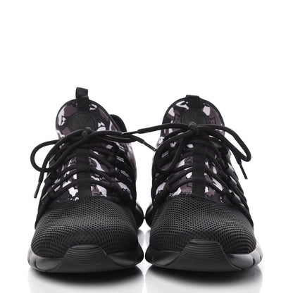 Louis Vuitton Neoprene Mesh Rubber Monogram Camo Fastlane Low Sneakers 7 Black 2 of 8