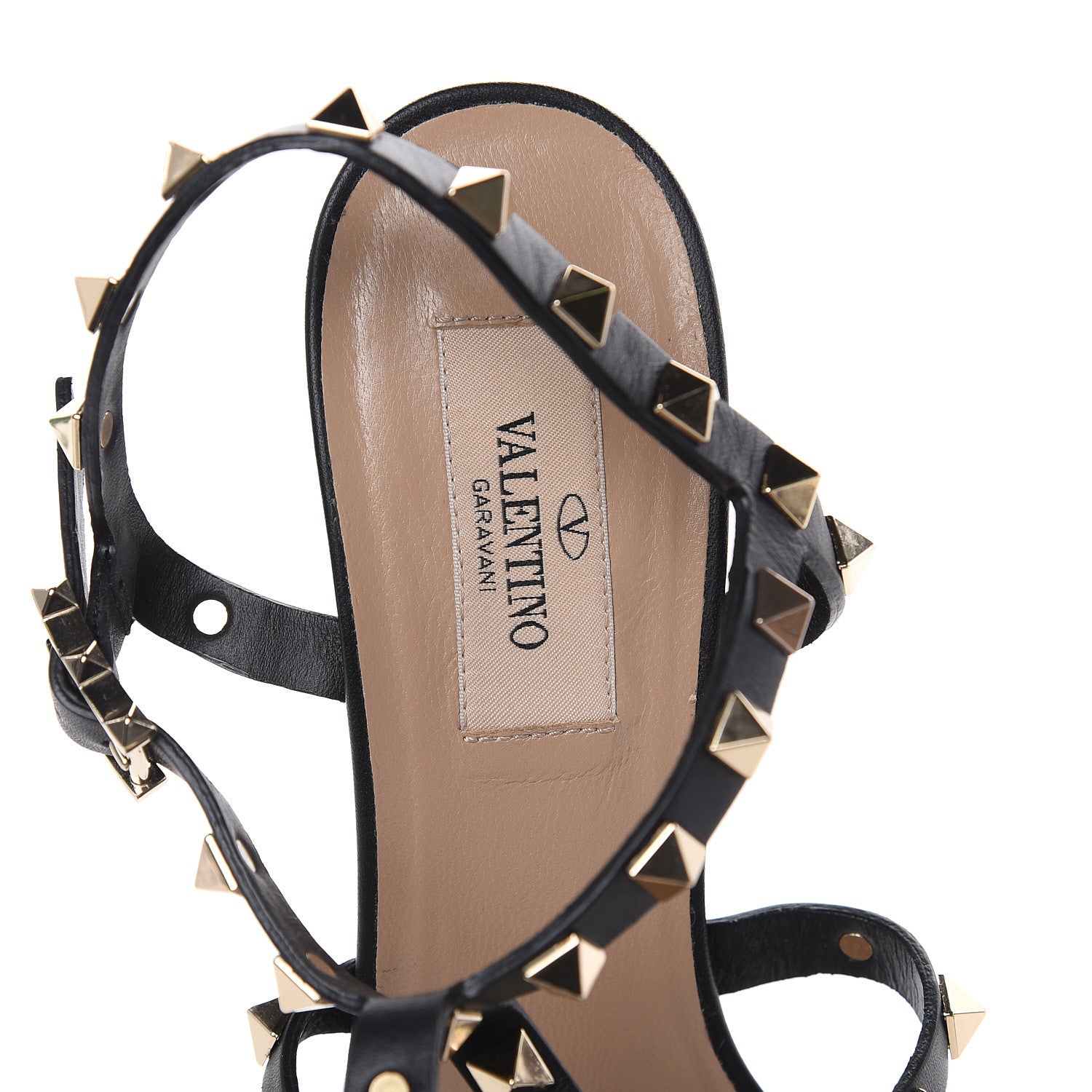 Valentino Garavani Calfskin Rockstud 60mm City Sandals 37 Black 7 of 9