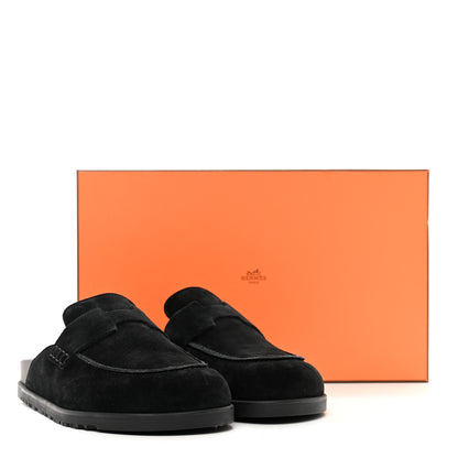 Hermes Suede Calfskin Go Mules 39 Black 9 of 9