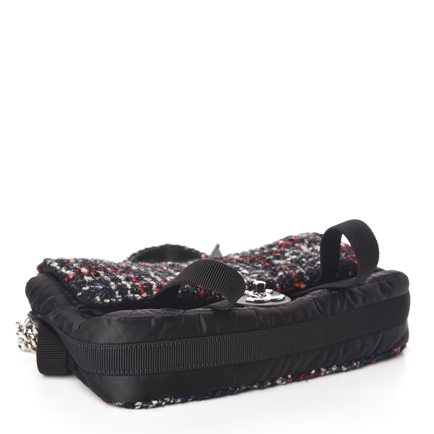 Chanel Tweed Nylon Quilted Small Astronaut Essentials Flap Black Red 4 of 11