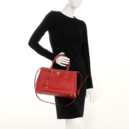 Prada Saffiano Small Galleria Double Zip Tote Fuoco 2 of 7
