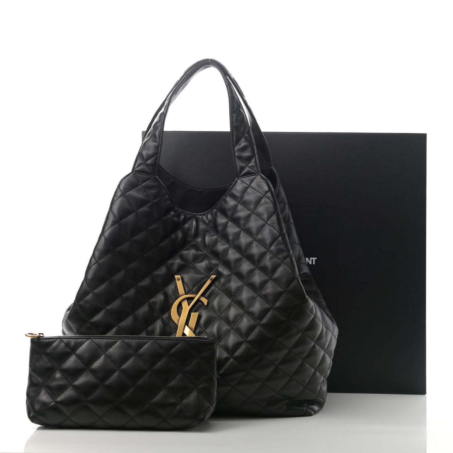Lambskin Quilted Maxi Icare Shopping Tote Black