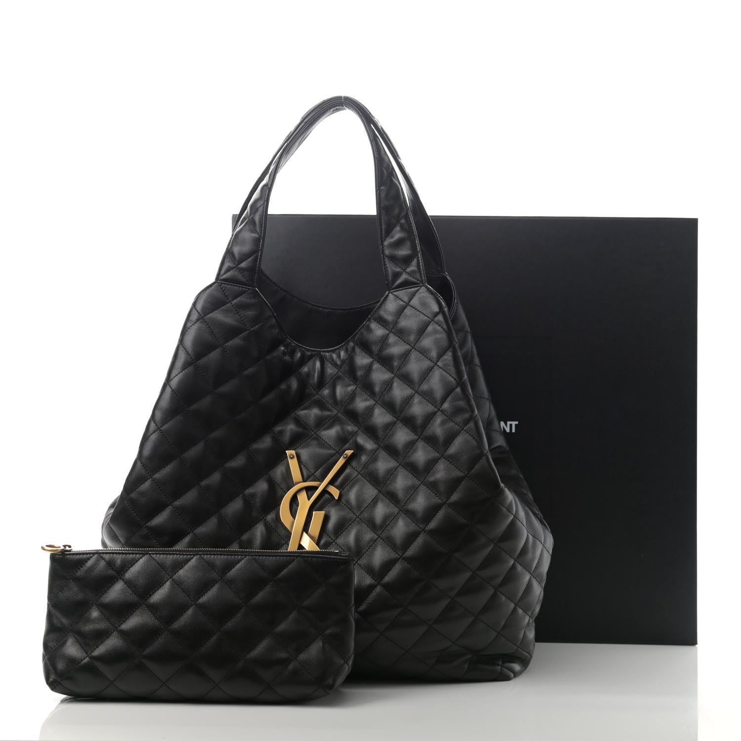 Saint Laurent Lambskin Quilted Maxi Icare Shopping Tote Black 12 of 12