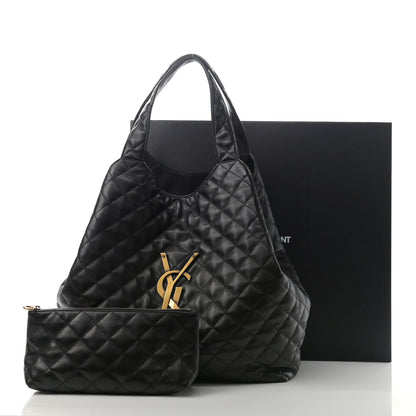 Saint Laurent Lambskin Quilted Maxi Icare Shopping Tote Black 12 of 12