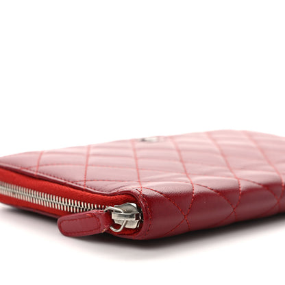 Chanel Lambskin Quilted Large Zip Around Organizer Wallet Red 7 of 10
