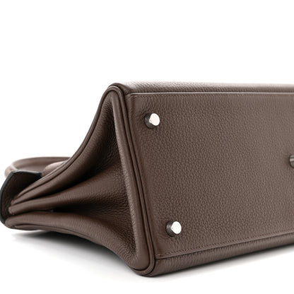 Hermes Taurillon Clemence Shoulder Kelly 40 Cafe 9 of 14