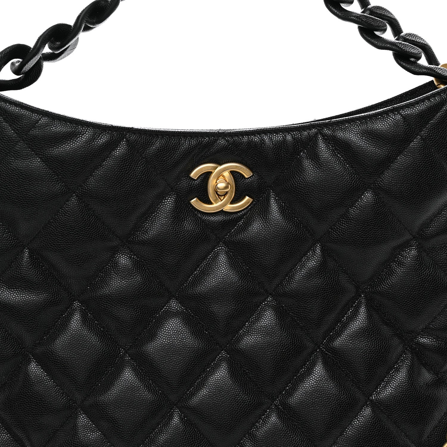 Chanel Caviar Quilted Fold Over Hobo Black 8 of 10