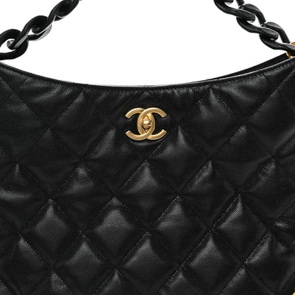 Chanel Caviar Quilted Fold Over Hobo Black 8 of 10