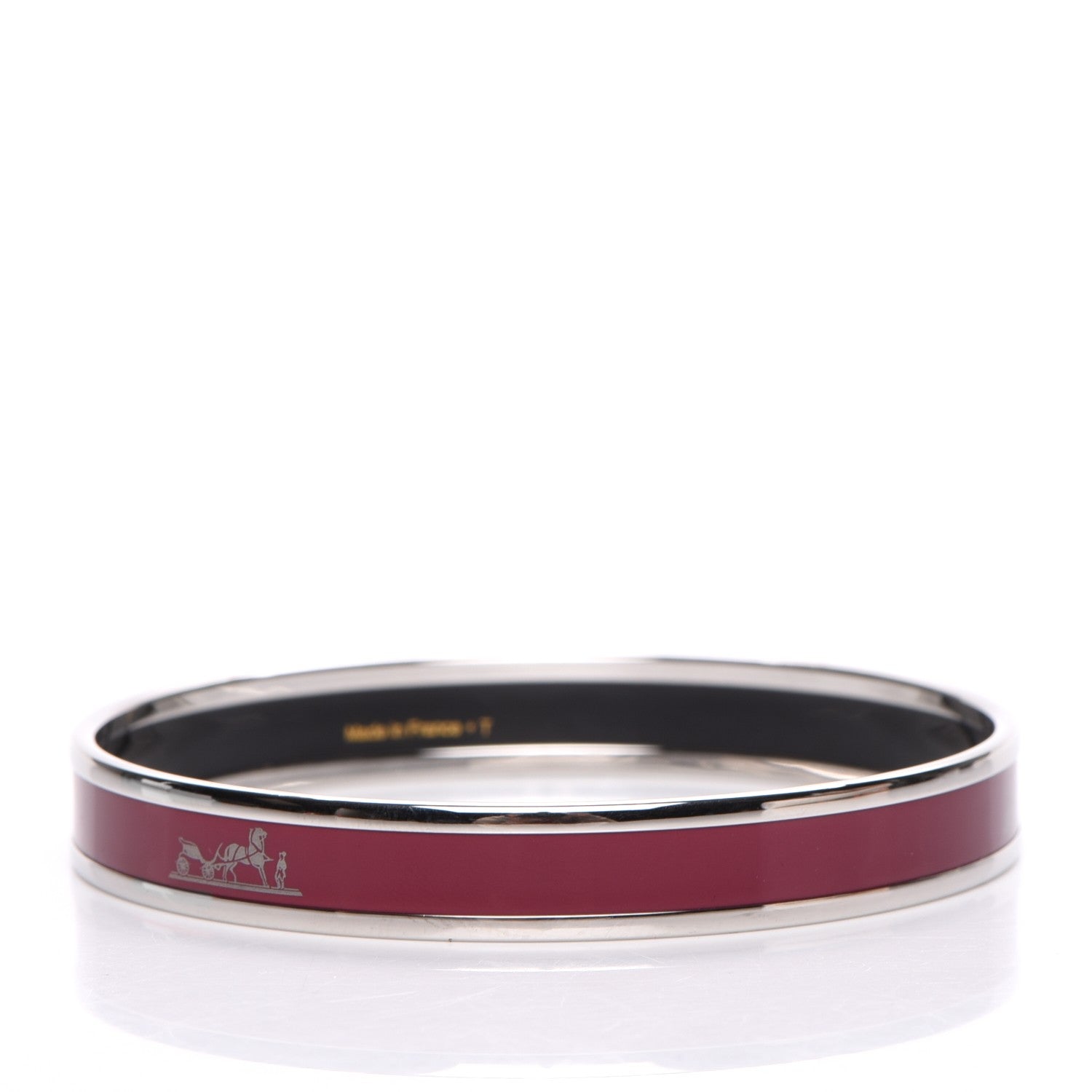 Hermes Enamel Printed Narrow Caleche Bracelet 65 Rouge H 5 of 7
