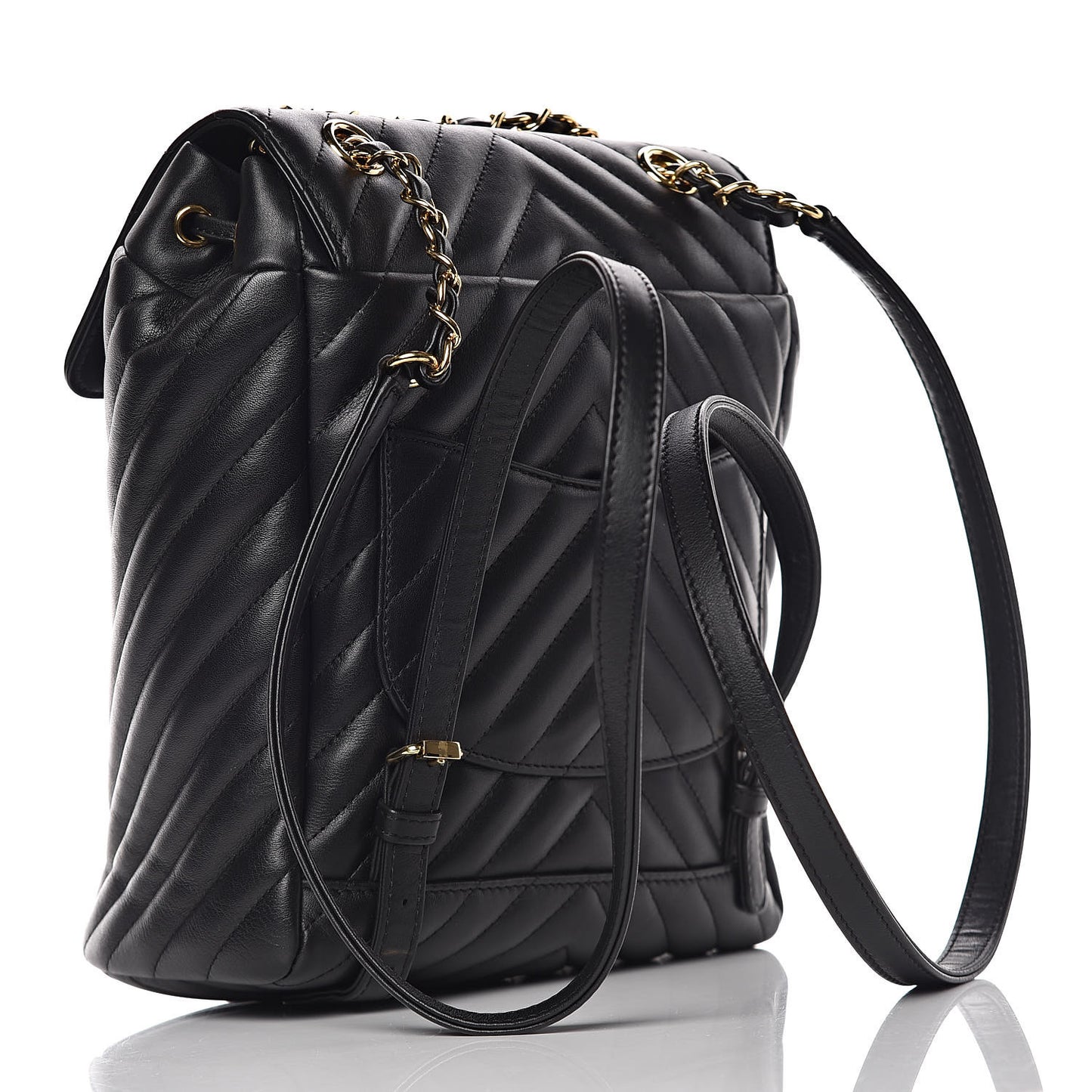 Lambskin Chevron Quilted Small Urban Spirit Backpack Black