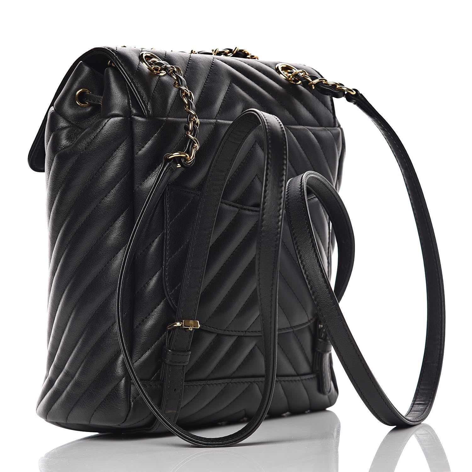Chanel Lambskin Chevron Quilted Small Urban Spirit Backpack Black 3 of 10