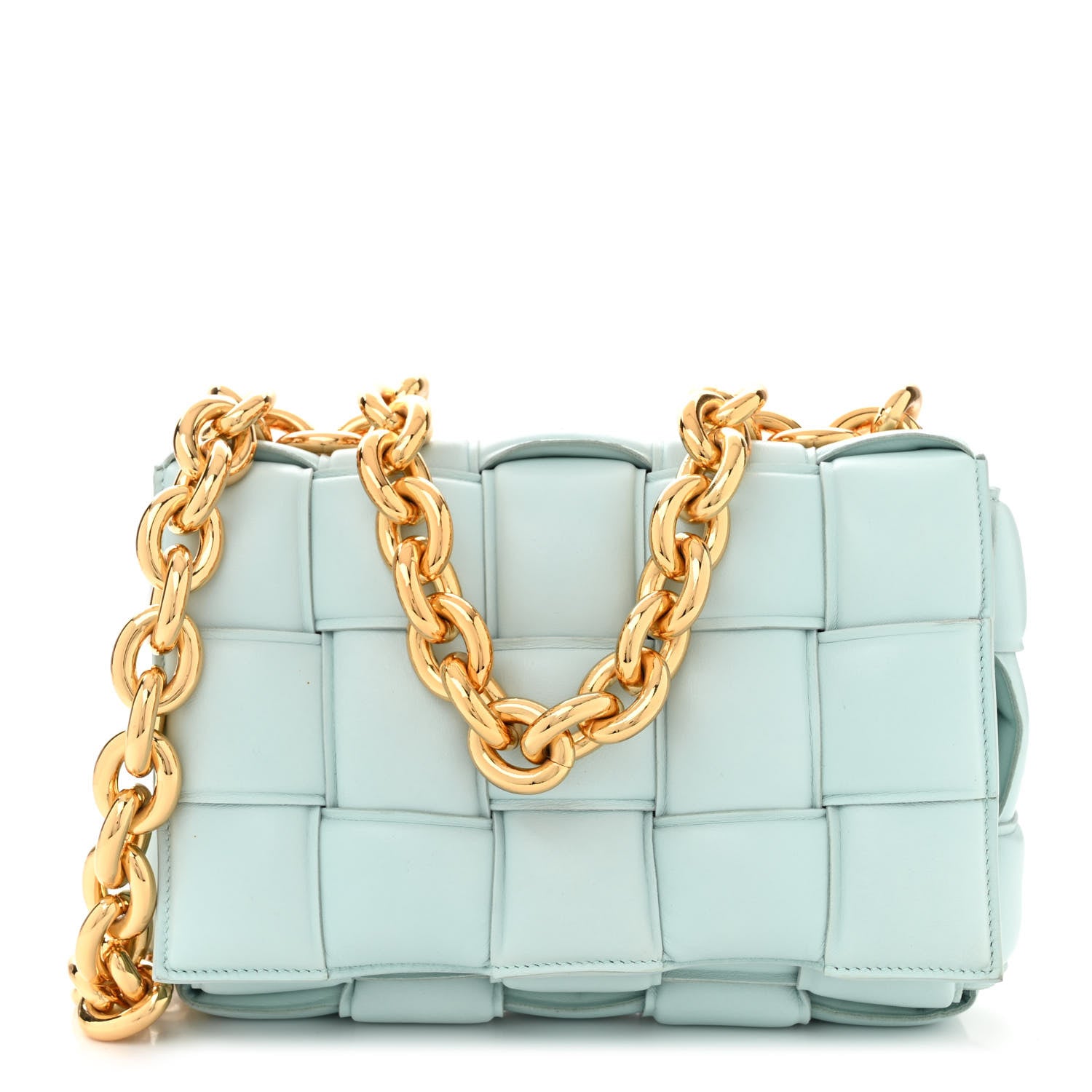 Bottega Veneta Lambskin Maxi Intreccio Padded Chain Cassette Crossbody Bag Spearmint 1 of 10