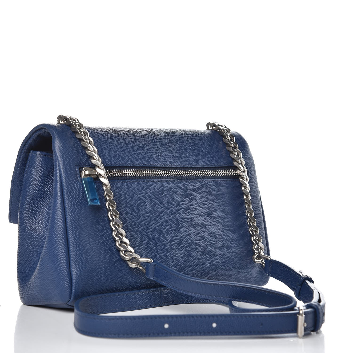 Saint Laurent Grain De Poudre Small West Hollywood Monogram Fold-Over Bag Denim 3 of 7