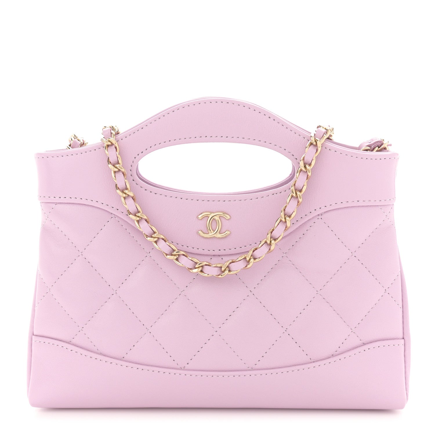 Chanel Shiny Crumpled Calfskin Quilted Nano 31 Shopping Bag Light Pink 1 of 10