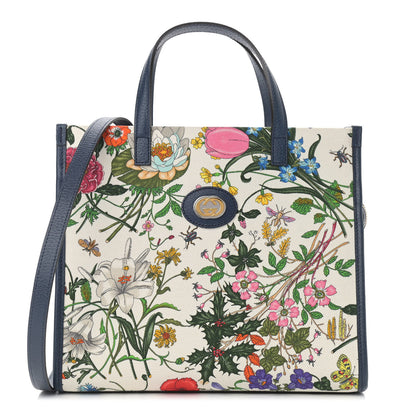 Gucci Canvas Medium Flora Tote White Multicolor Blue Agata 1 of 10