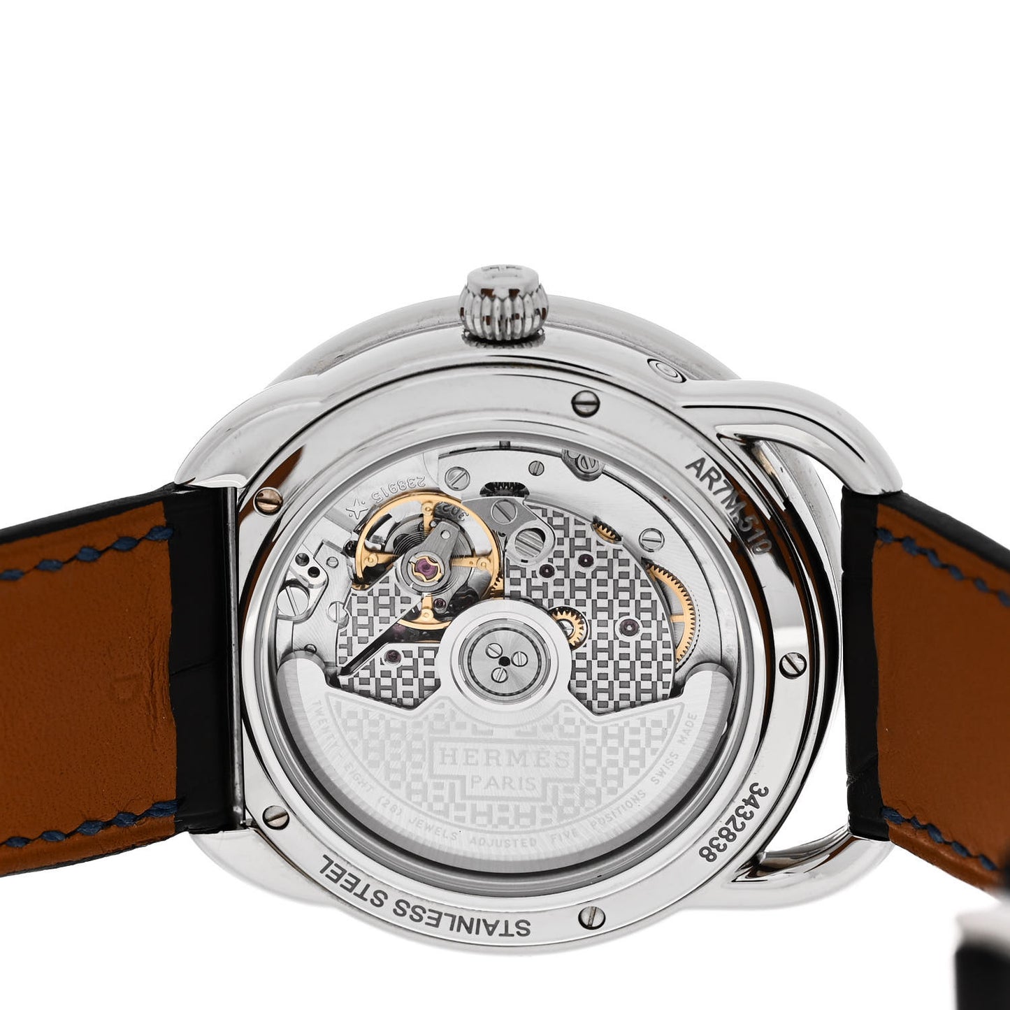 Stainless Steel Alligator Mother of Pearl 38mm Arceau Petite Lune Automatic Watch Bleu Saphir