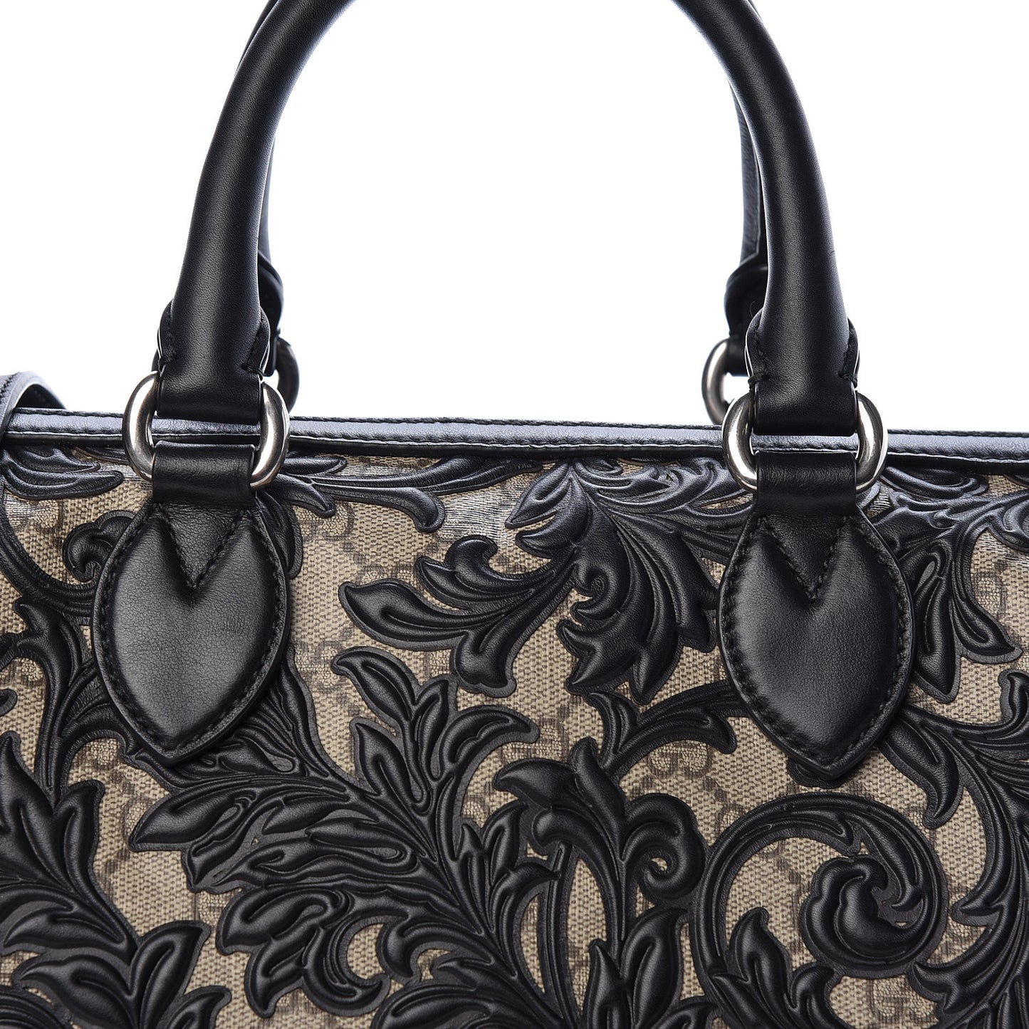 GG Supreme Monogram Arabesque Medium Boston Black