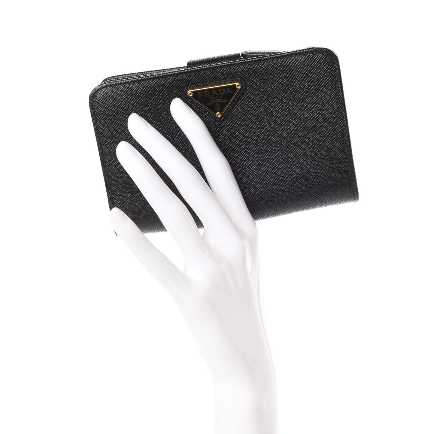 Saffiano Compact Triangle Wallet Black