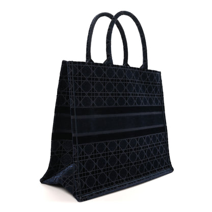Christian Dior Velvet Cannage Large Book Tote Navy Blue 3 of 10