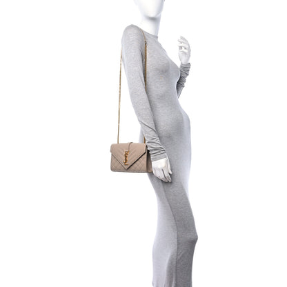 Saint Laurent Grain De Poudre Textured Mixed Matelasse Triquilt Small Monogram Satchel Dark Beige 2 of 11