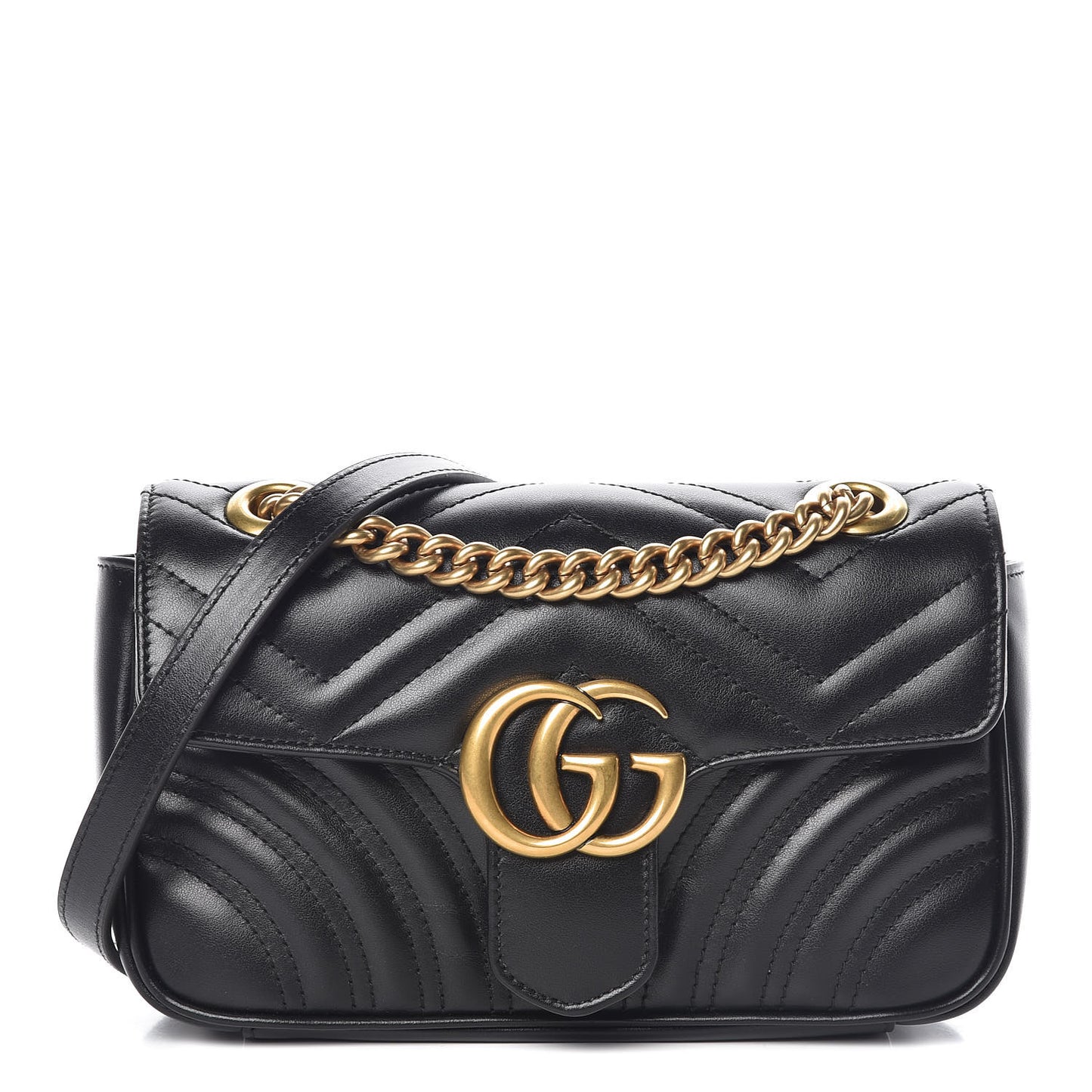 Calfskin Matelasse Mini GG Marmont Shoulder Bag Black