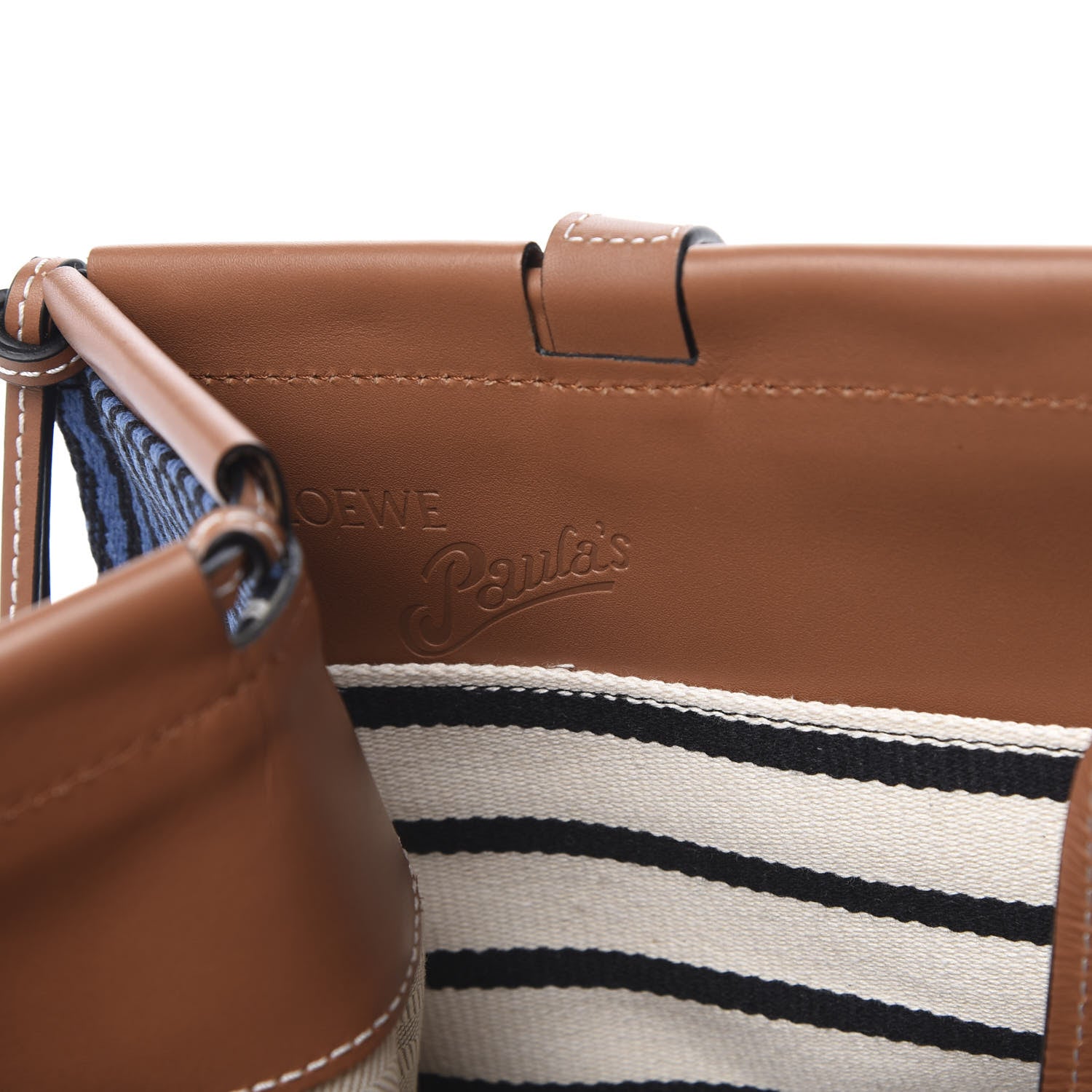 Loewe Canvas Calfskin Print Paulas Ibiza Stripes Cushion Tote Red White 6 of 9